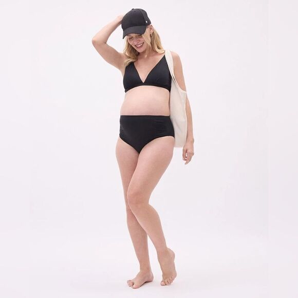 New Thyme Maternity Size XXL Black High-Waist Bikini Bottom With Shirring‎ - Picture 5 of 9